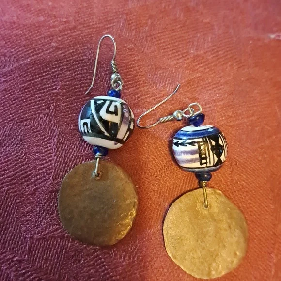 Southwest earrings mixed materials - Picture 1 of 2